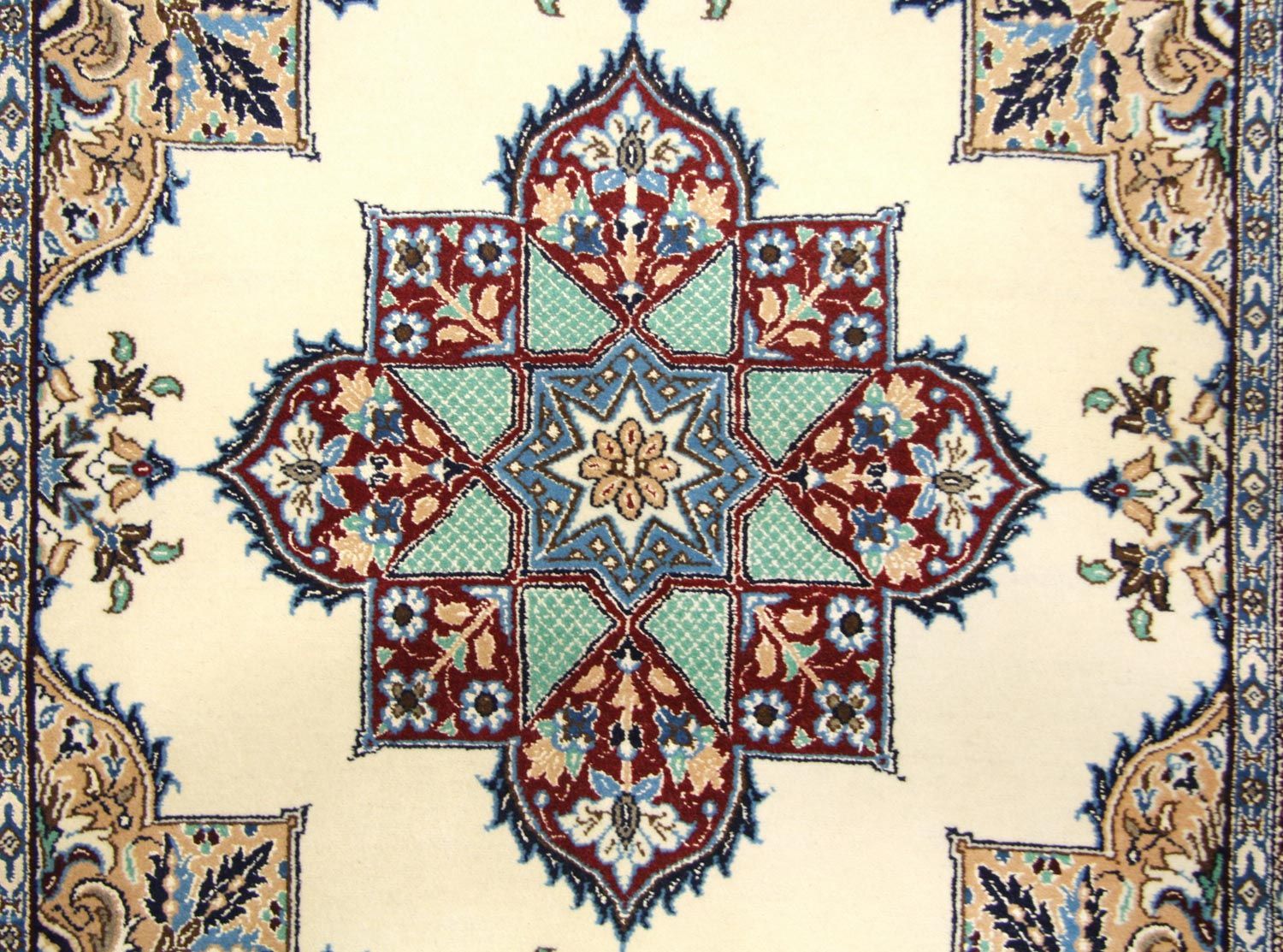 Tapis persan - Nain carré  - 105 x 97 cm - blanc naturel