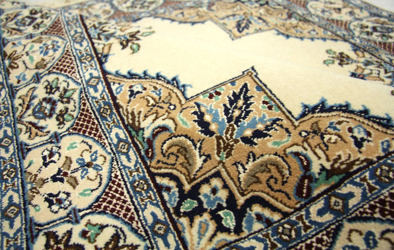 Tapis persan - Nain carré  - 105 x 97 cm - blanc naturel