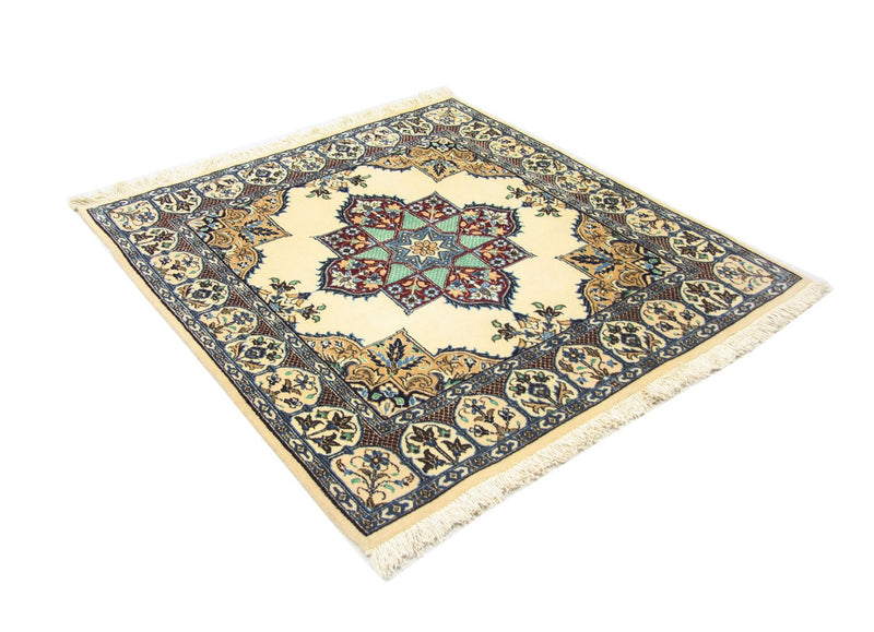 Tapis persan - Nain carré  - 105 x 97 cm - blanc naturel