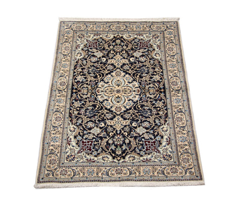Tapis persan - Nain - Premium - 152 x 106 cm - bleu foncé