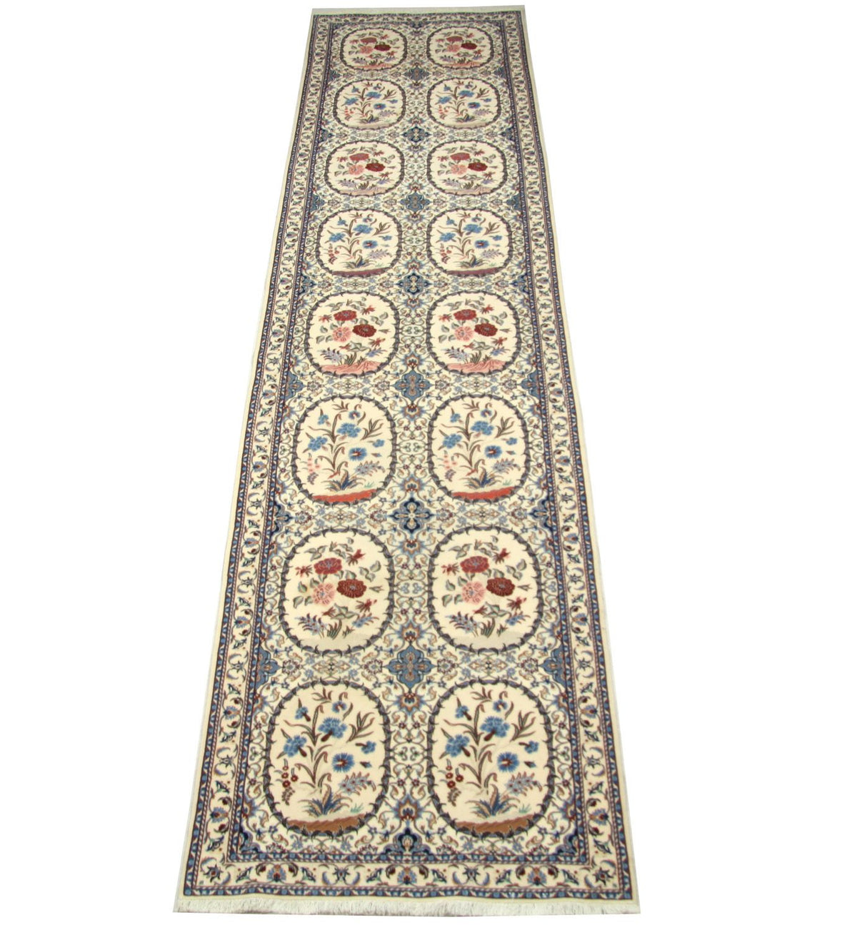 Tapis de couloir Tapis persan - Nain - Premium - 400 x 96 cm - blanc naturel