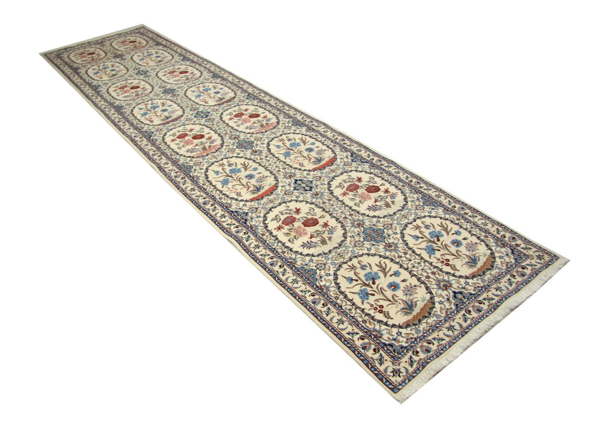 Tapis de couloir Tapis persan - Nain - Premium - 400 x 96 cm - blanc naturel