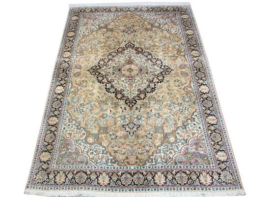 Tapis en soie - Soie du Cachemire - 290 x 185 cm - bleu