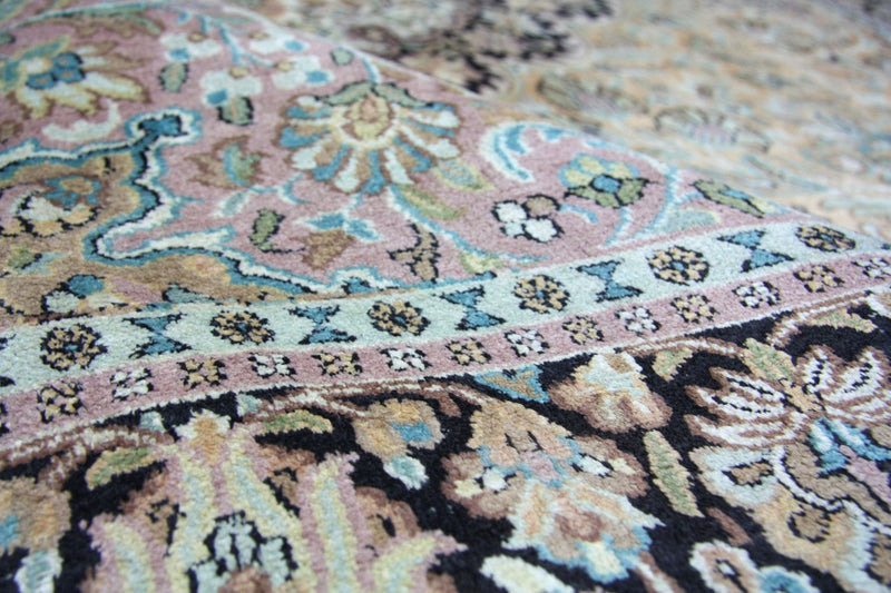 Tapis en soie - Soie du Cachemire - 290 x 185 cm - bleu