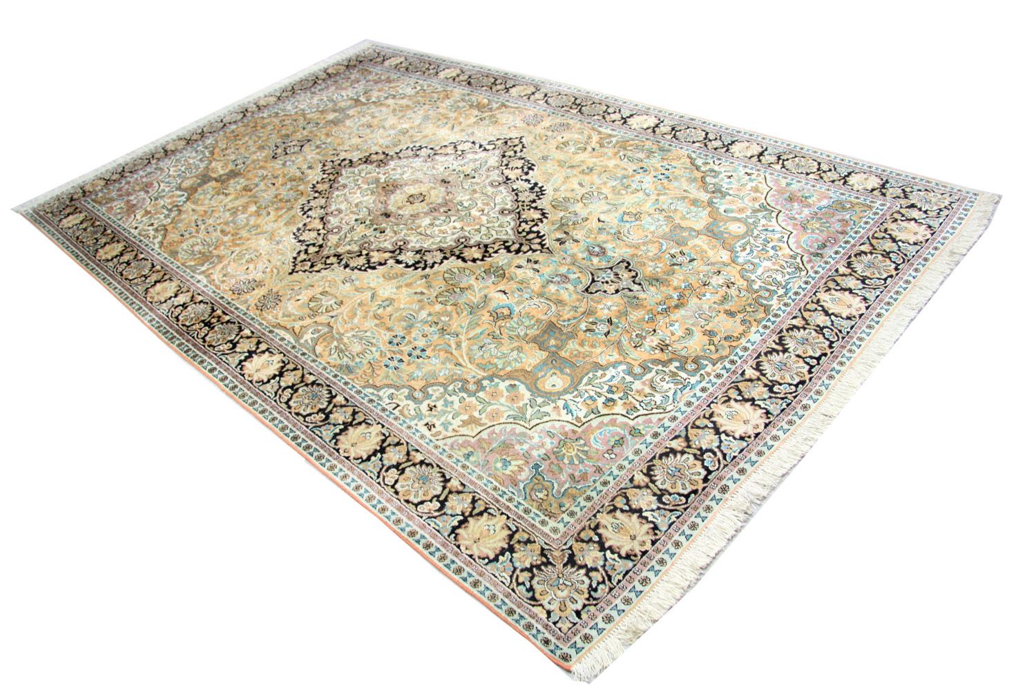 Tapis en soie - Soie du Cachemire - 290 x 185 cm - bleu