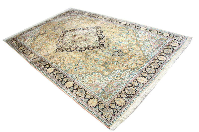 Tapis en soie - Soie du Cachemire - 290 x 185 cm - bleu