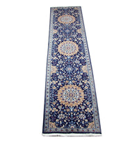 Tapis de couloir Tapis persan - Nain - 340 x 80 cm - bleu