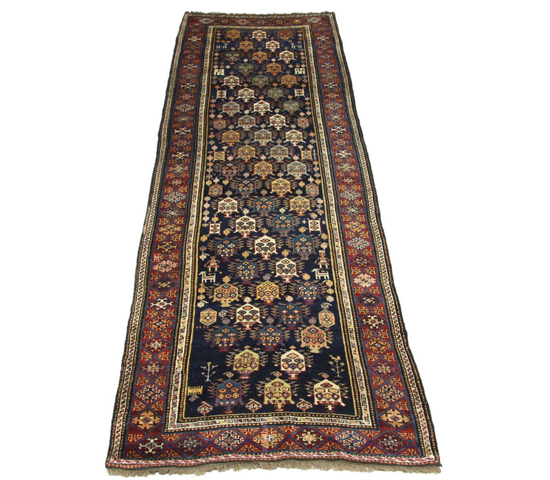 Tapis de couloir Tapis persan - Nomadic - 331 x 113 cm - bleu