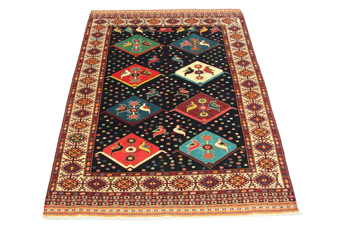 Tapis Turkaman carré  - 158 x 132 cm - bleu