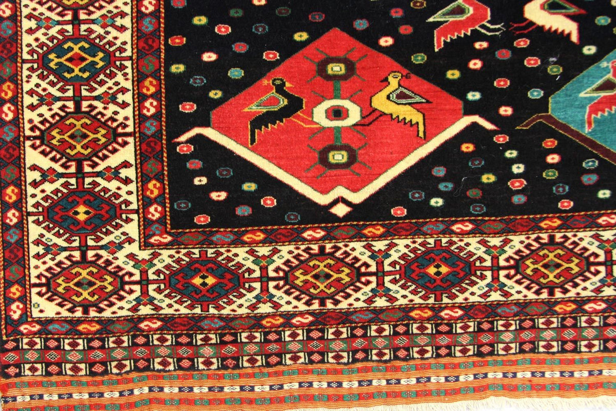 Tapis Turkaman carré  - 158 x 132 cm - bleu