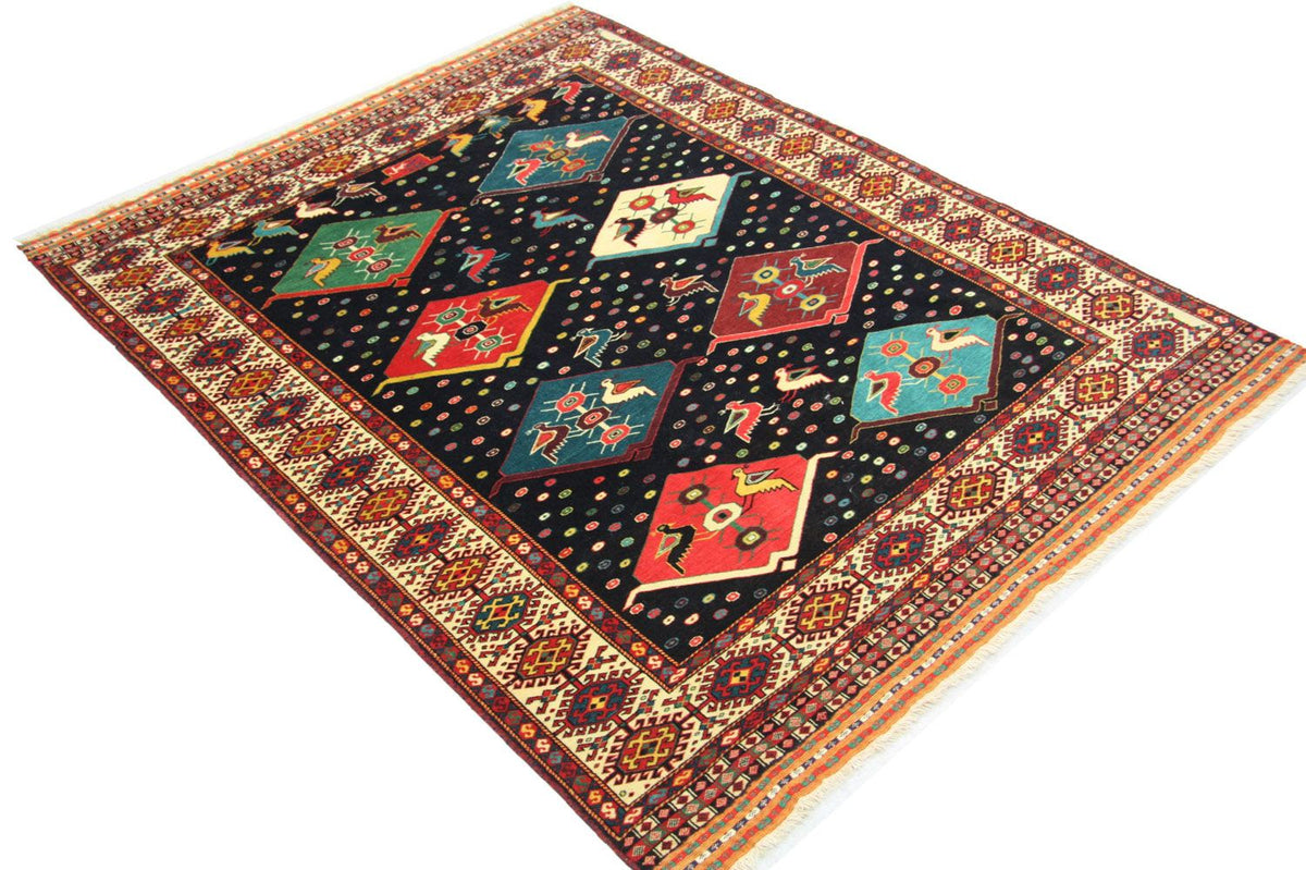 Tapis Turkaman carré  - 158 x 132 cm - bleu