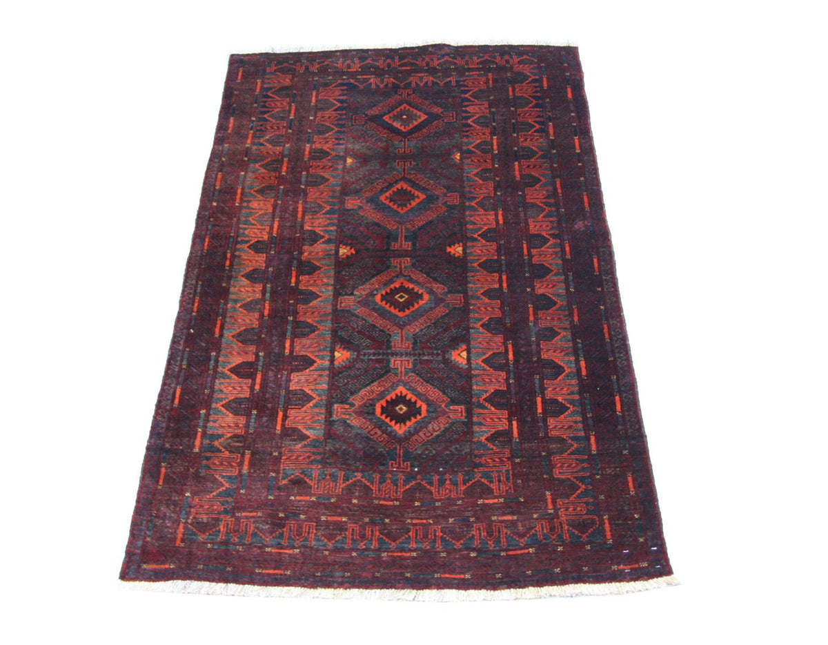 Tapis afghan - 208 x 123 cm - bleu