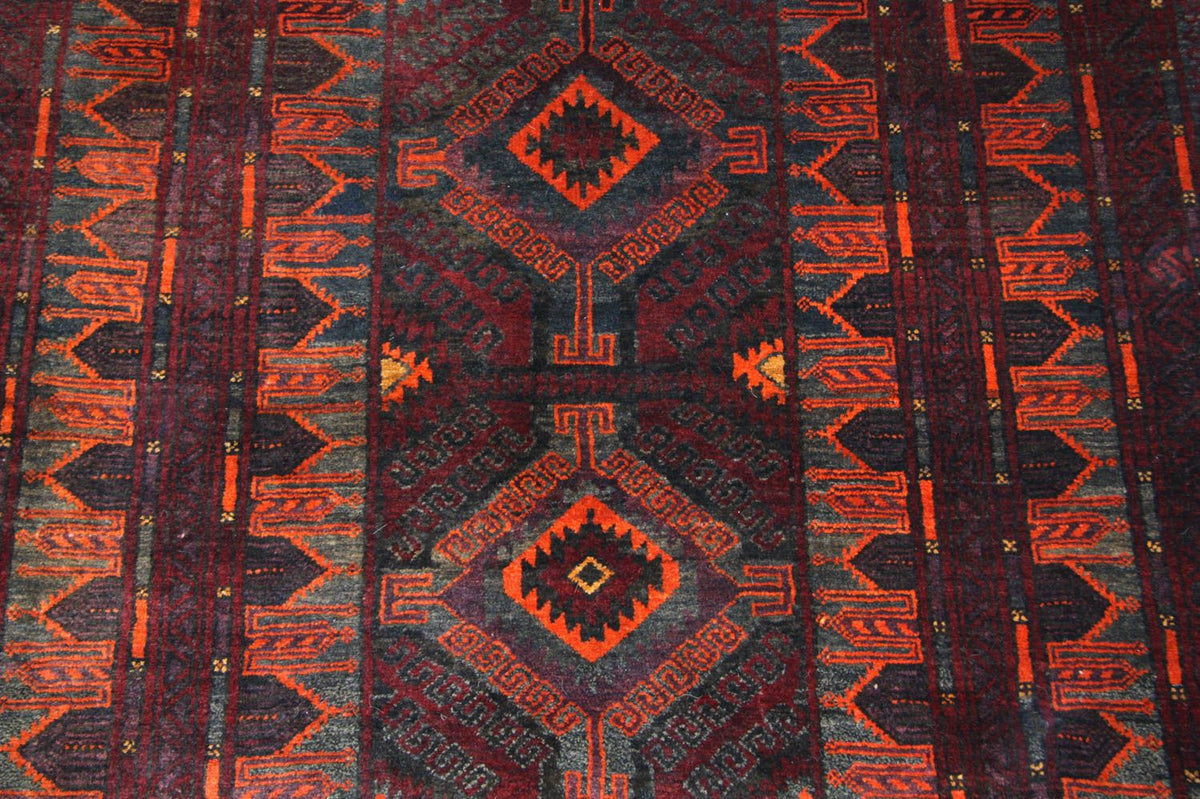Tapis afghan - 208 x 123 cm - bleu