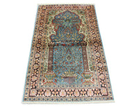 Tapis en soie - Soie du Cachemire - 156 x 90 cm - bleu