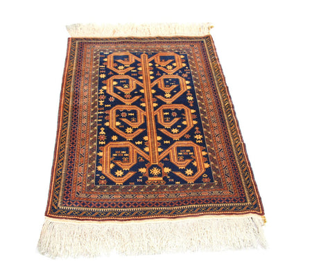 Tapis afghan - 140 x 95 cm - bleu