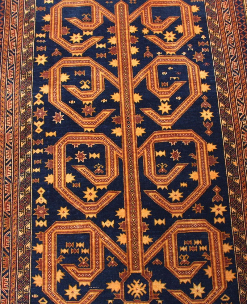 Tapis afghan - 140 x 95 cm - bleu