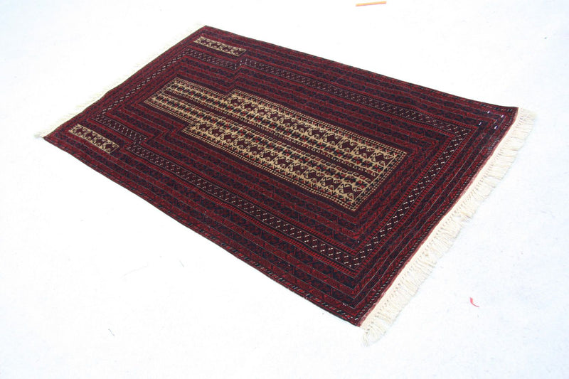 Tapis afghan - 142 x 90 cm - marron