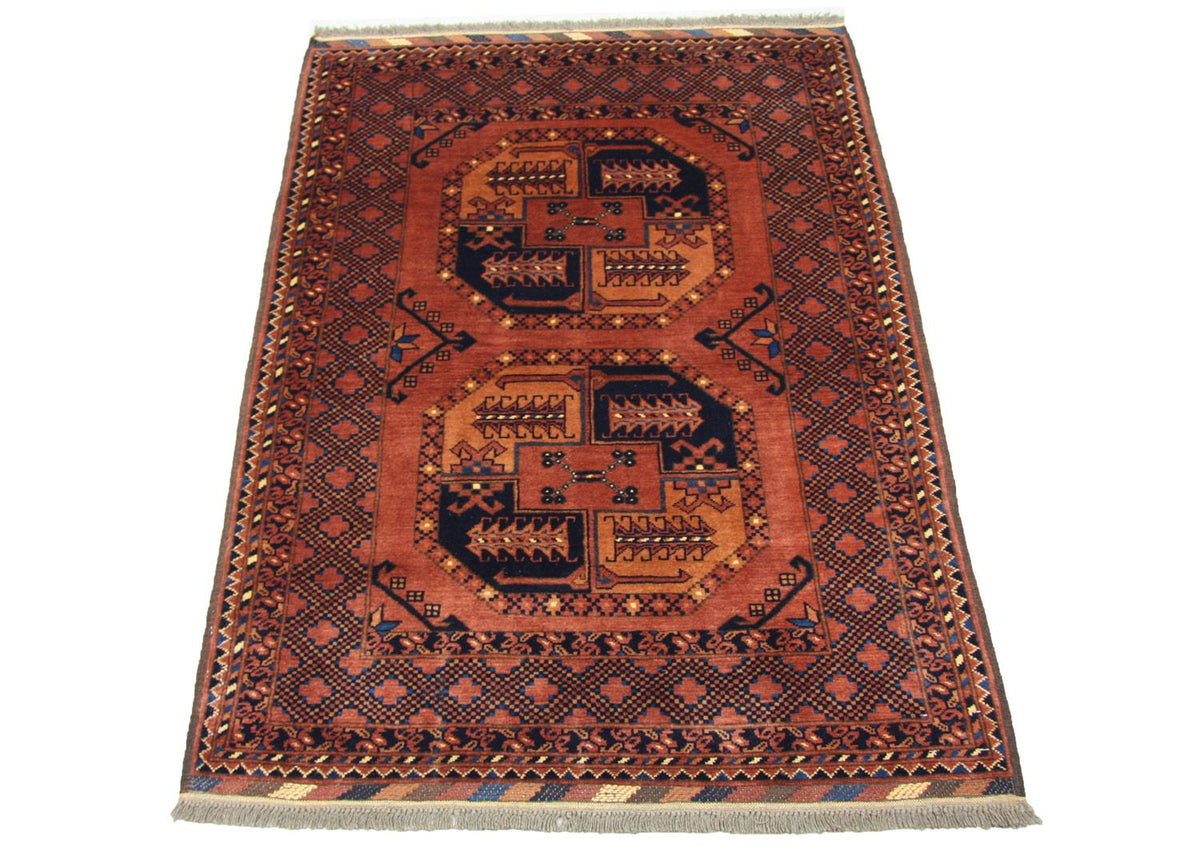 Tapis afghan - 142 x 104 cm - marron