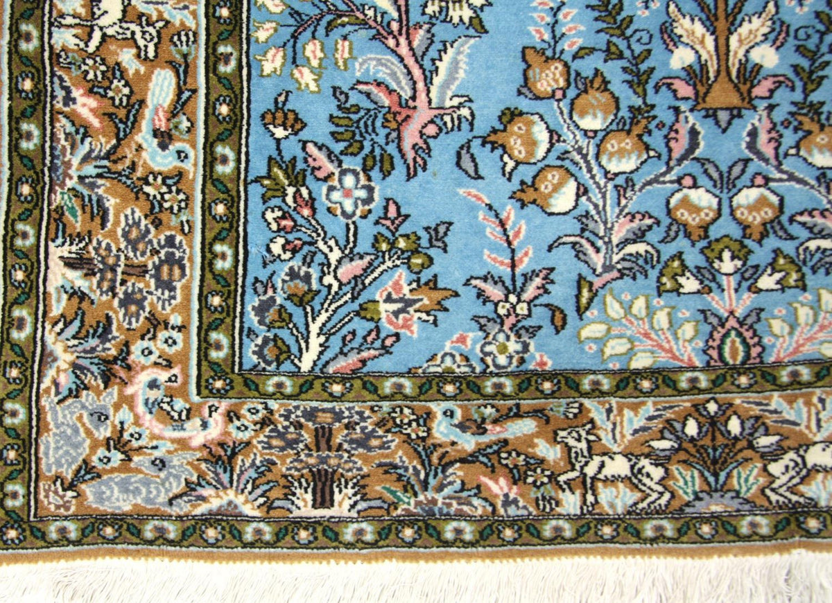 Tapis persan - Ghom - 159 x 108 cm - bleu