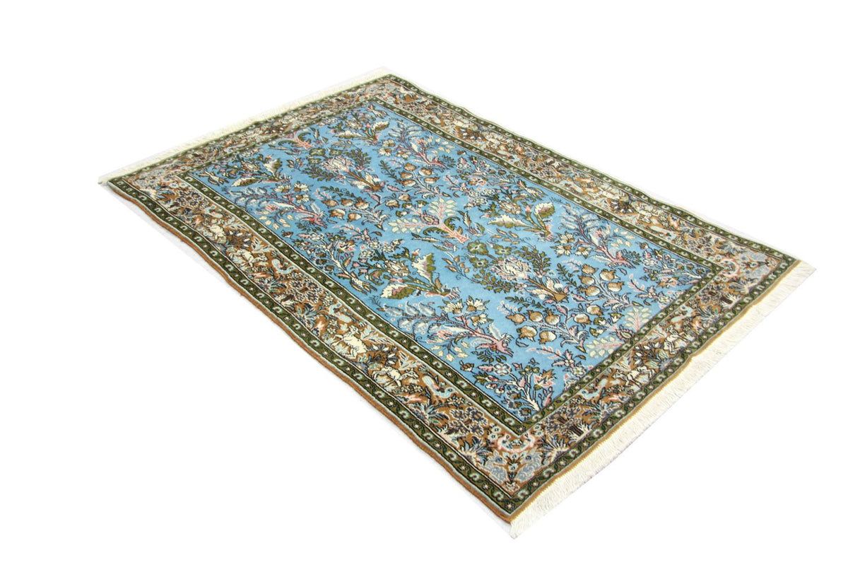 Tapis persan - Ghom - 159 x 108 cm - bleu