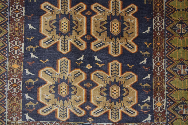 Tapis afghan - 175 x 108 cm - bleu