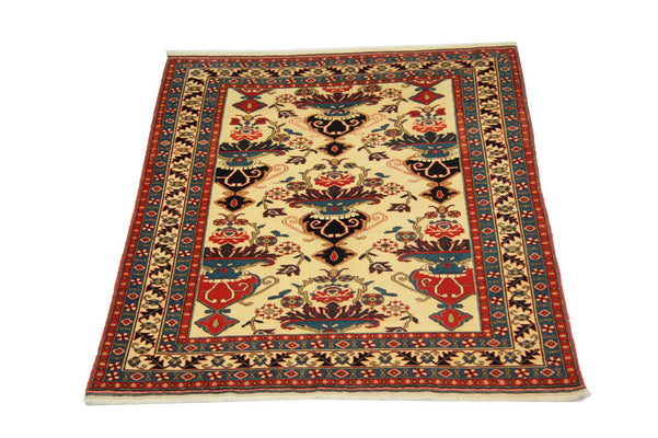 Tapis afghan - 135 x 114 cm - beige