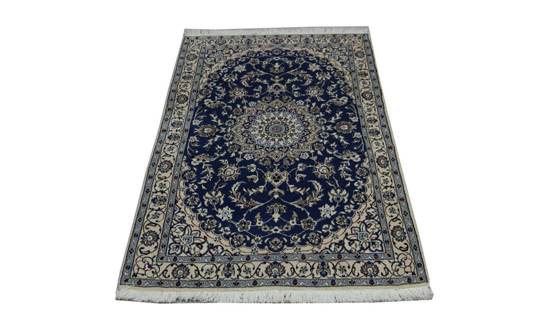 Tapis de couloir Tapis persan - Nain - Royal - 180 x 106 cm - bleu foncé
