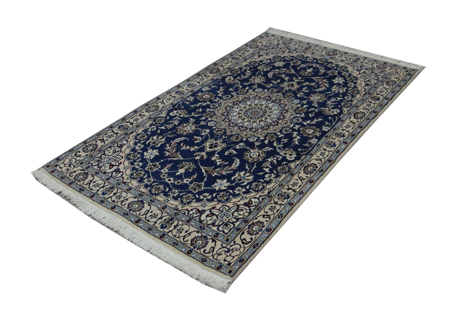 Tapis de couloir Tapis persan - Nain - Royal - 180 x 106 cm - bleu foncé