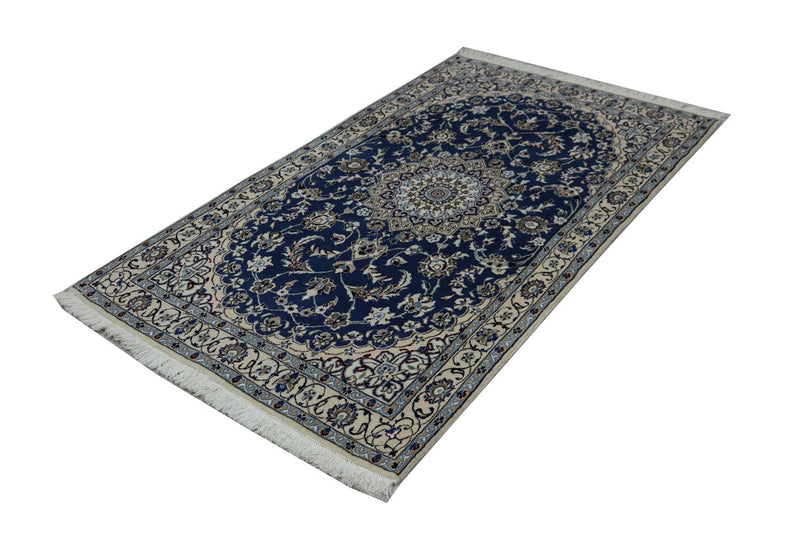 Tapis de couloir Tapis persan - Nain - Royal - 180 x 106 cm - bleu foncé