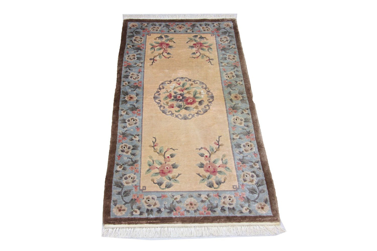 Tapis en soie - Soie chinoise - 136 x 70 cm - bleu