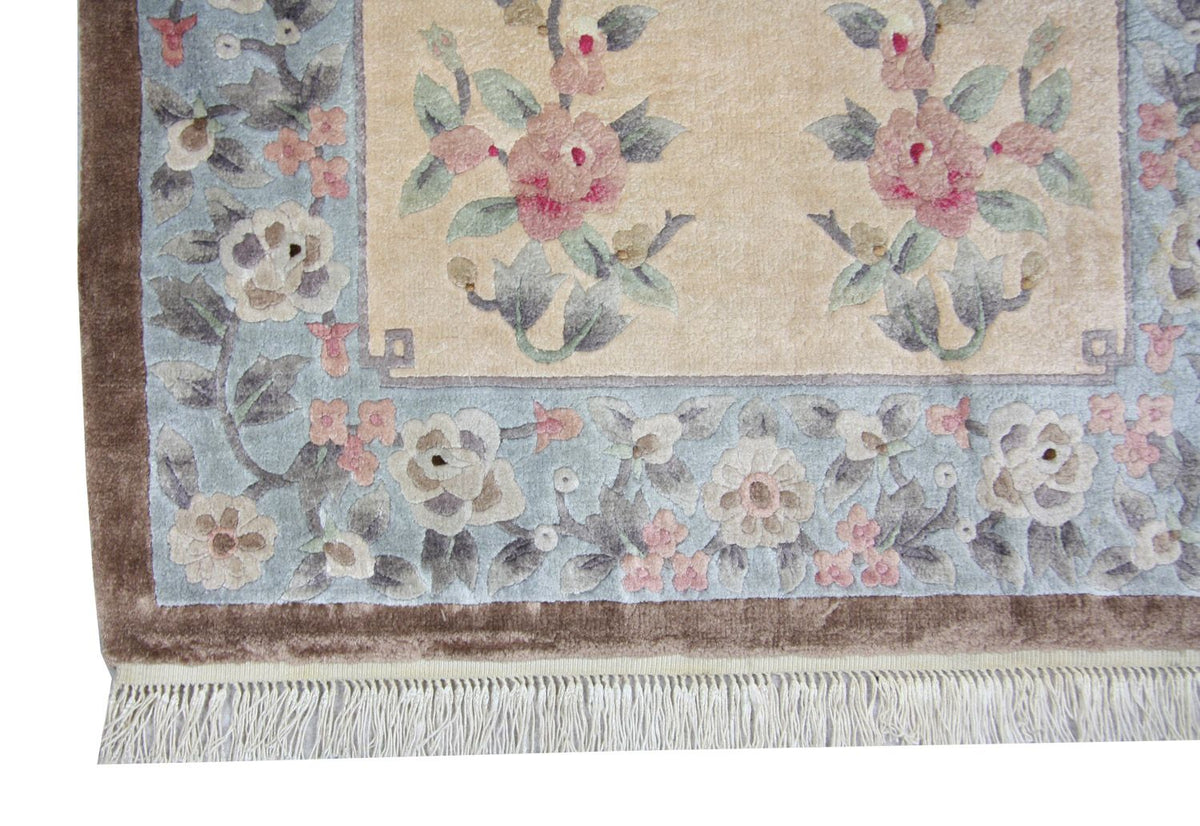 Tapis en soie - Soie chinoise - 136 x 70 cm - bleu