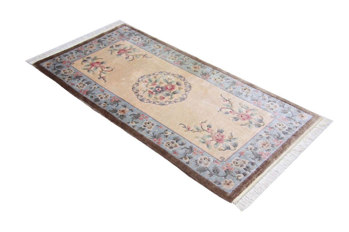 Tapis en soie - Soie chinoise - 136 x 70 cm - bleu