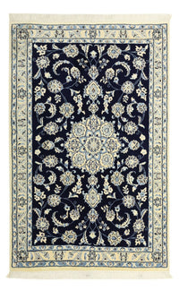 Tapis persan - Nain - Royal - Royal - 136 x 89 cm - bleu foncé
