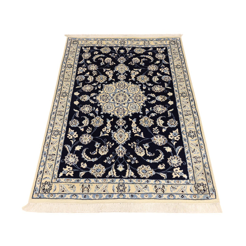 Tapis persan - Nain - Royal - Royal - 136 x 89 cm - bleu foncé