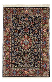 Tapis oriental - Isfahan - Chaîne de soie - 166 x 114 cm - bleu foncé