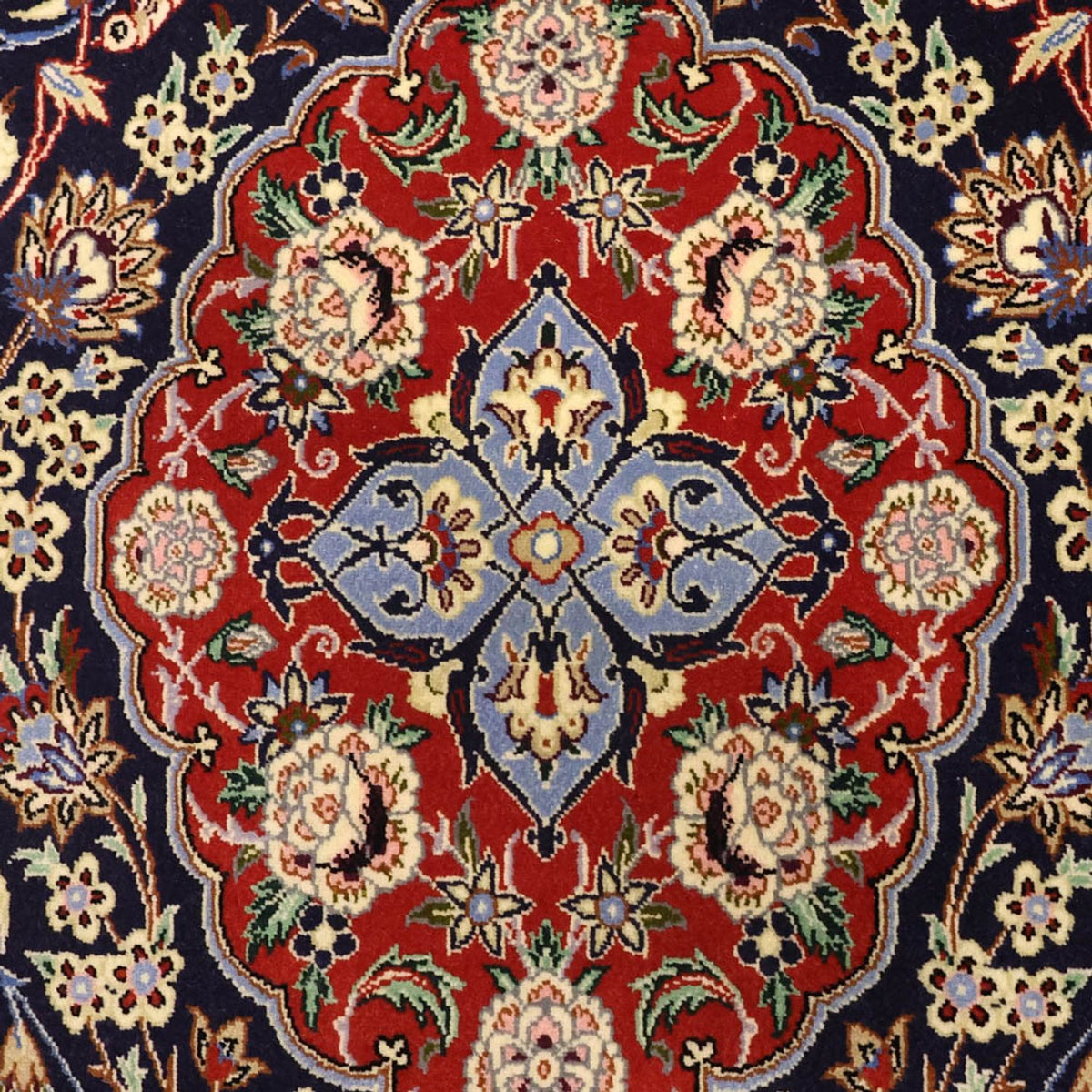 Tapis oriental - Isfahan - Chaîne de soie - 166 x 114 cm - bleu foncé