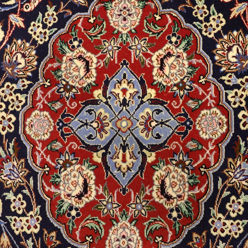 Tapis oriental - Isfahan - Chaîne de soie - 166 x 114 cm - bleu foncé