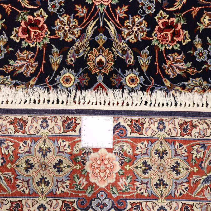 Tapis oriental - Isfahan - Chaîne de soie - 166 x 114 cm - bleu foncé