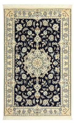 Tapis persan - Nain - Royal - Royal - 136 x 86 cm - bleu foncé