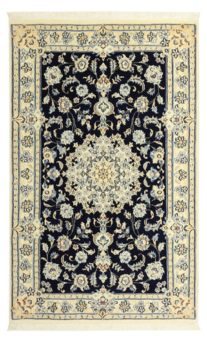 Tapis persan - Nain - Royal - Royal - 136 x 86 cm - bleu foncé