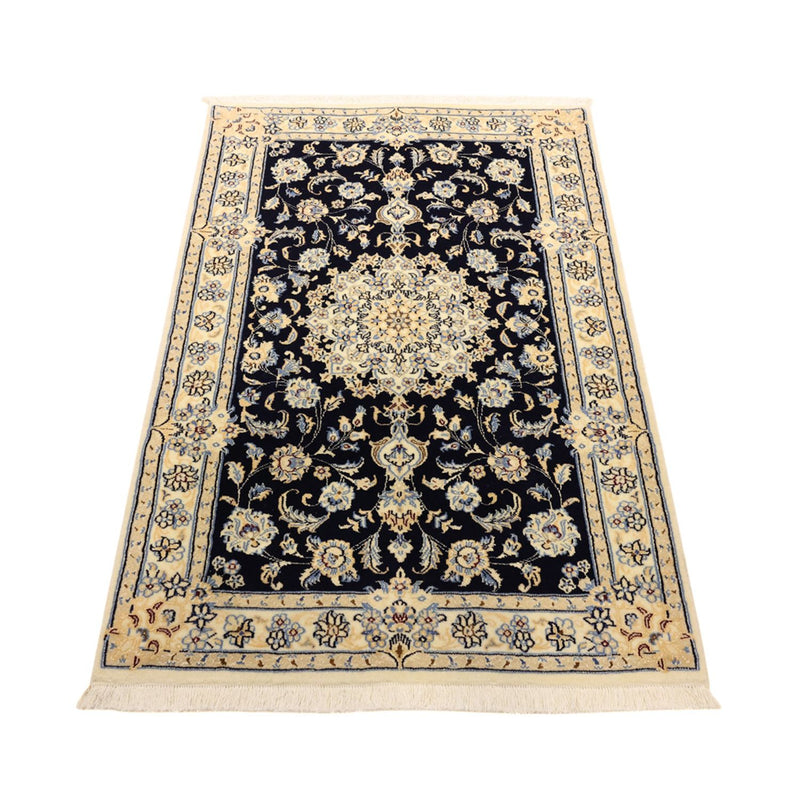 Tapis persan - Nain - Royal - Royal - 136 x 86 cm - bleu foncé