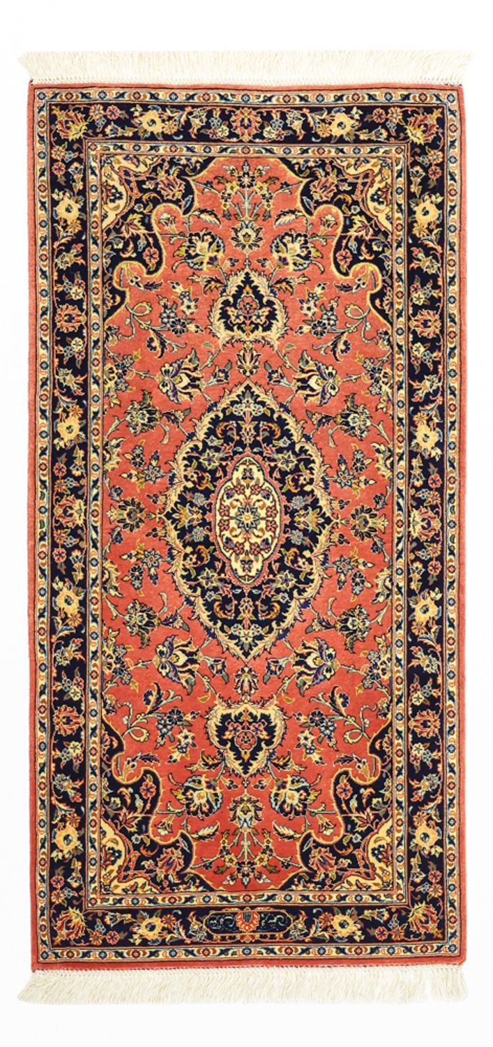 Tapis persan - Keshan - Chaîne de soie - 122 x 59 cm - rouge