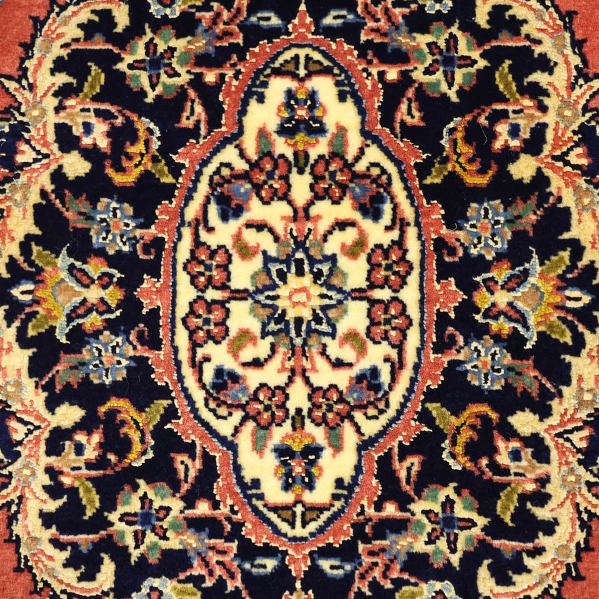 Tapis persan - Keshan - Chaîne de soie - 122 x 59 cm - rouge
