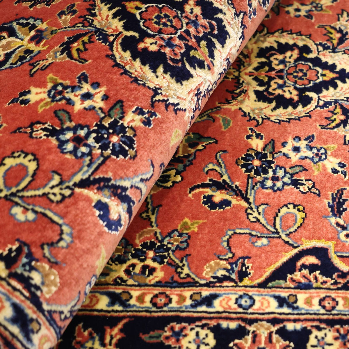 Tapis persan - Keshan - Chaîne de soie - 122 x 59 cm - rouge