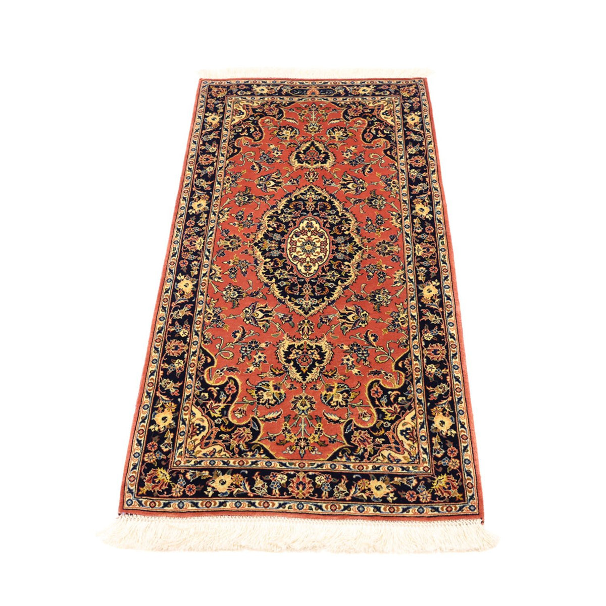 Tapis persan - Keshan - Chaîne de soie - 122 x 59 cm - rouge