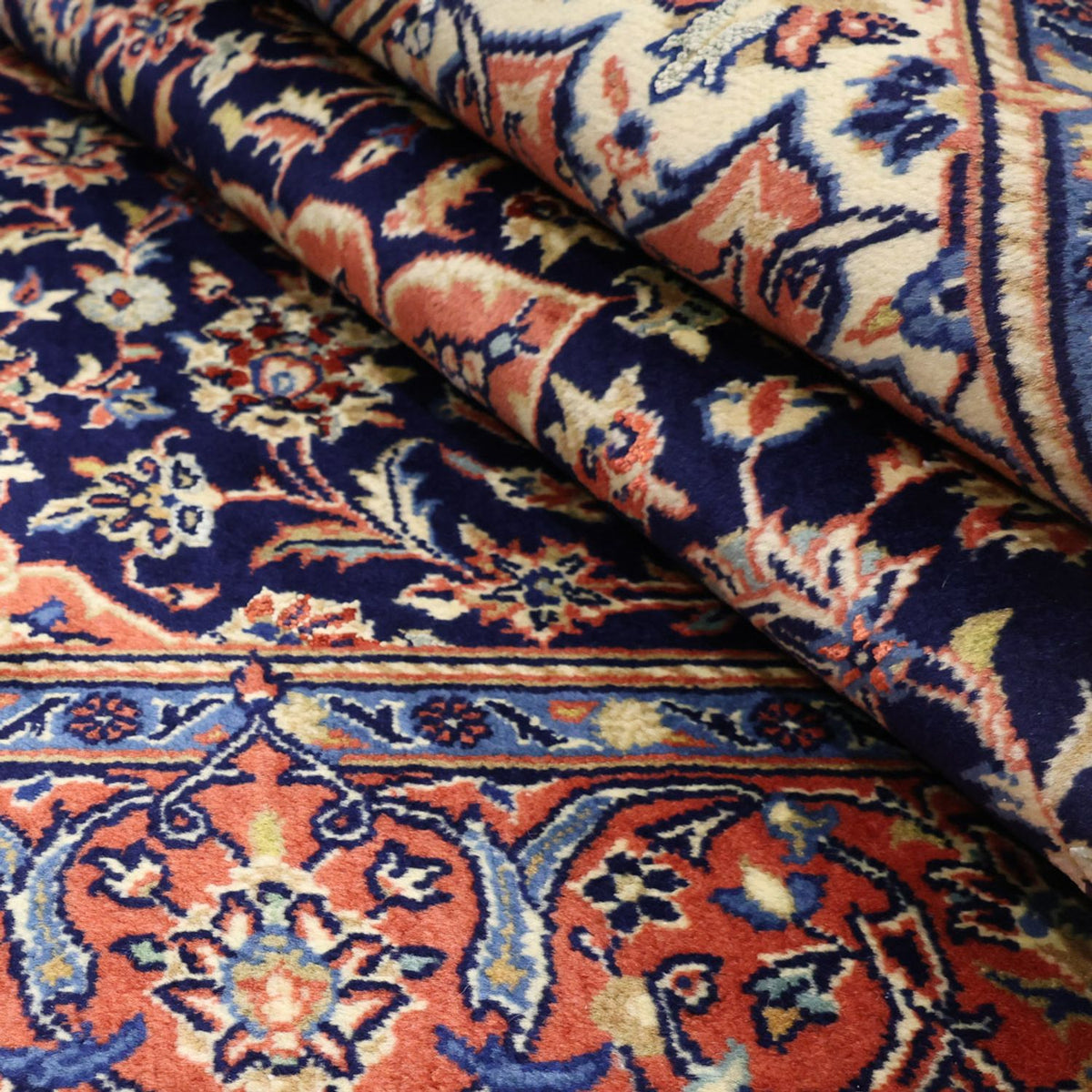 Tapis persan - Keshan - 169 x 114 cm - bleu foncé