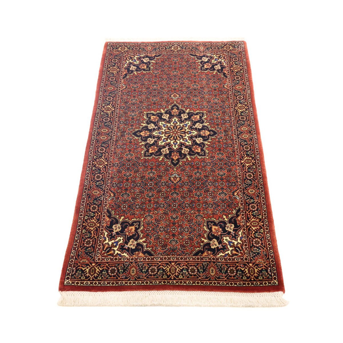 Tapis persan - Bidjar - 139 x 68 cm - rouge foncé