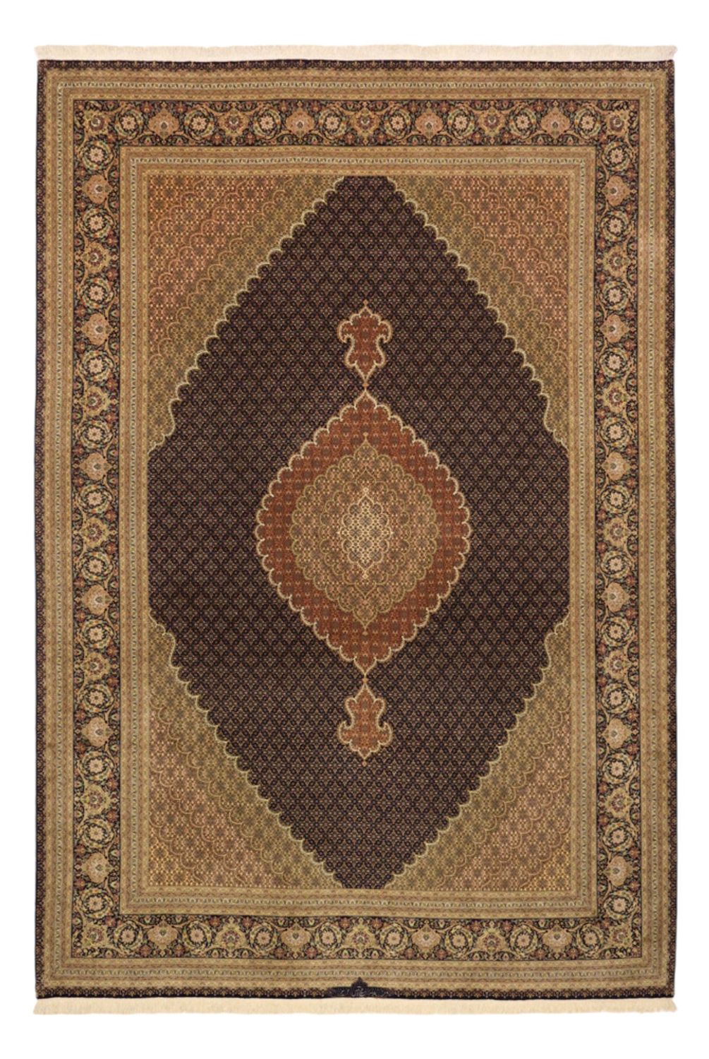 Tapis persan - Tabriz - Royal - Chaîne de soie - 362 x 251 cm - beige foncé