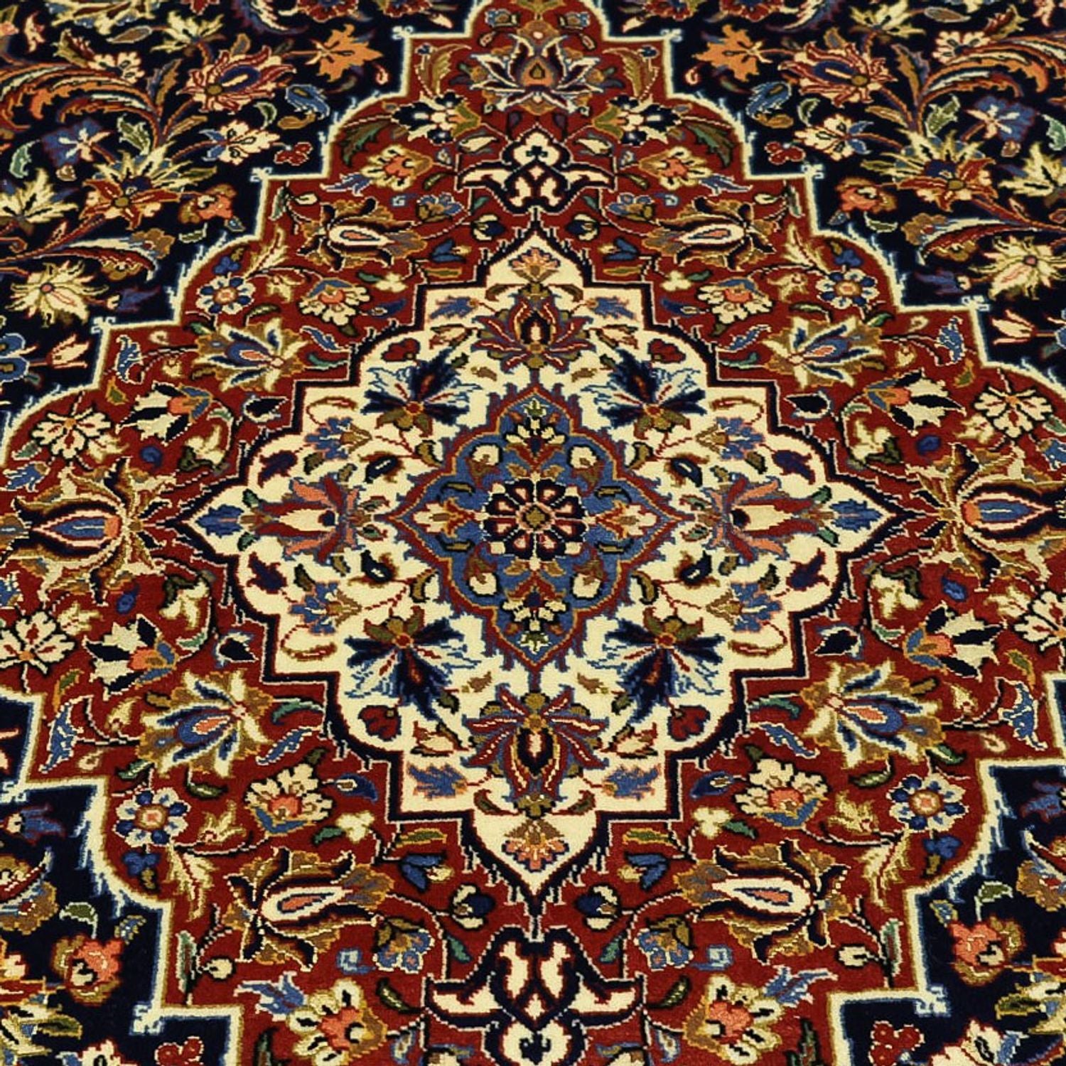 Tapis persan - Keshan - 203 x 132 cm - bleu foncé