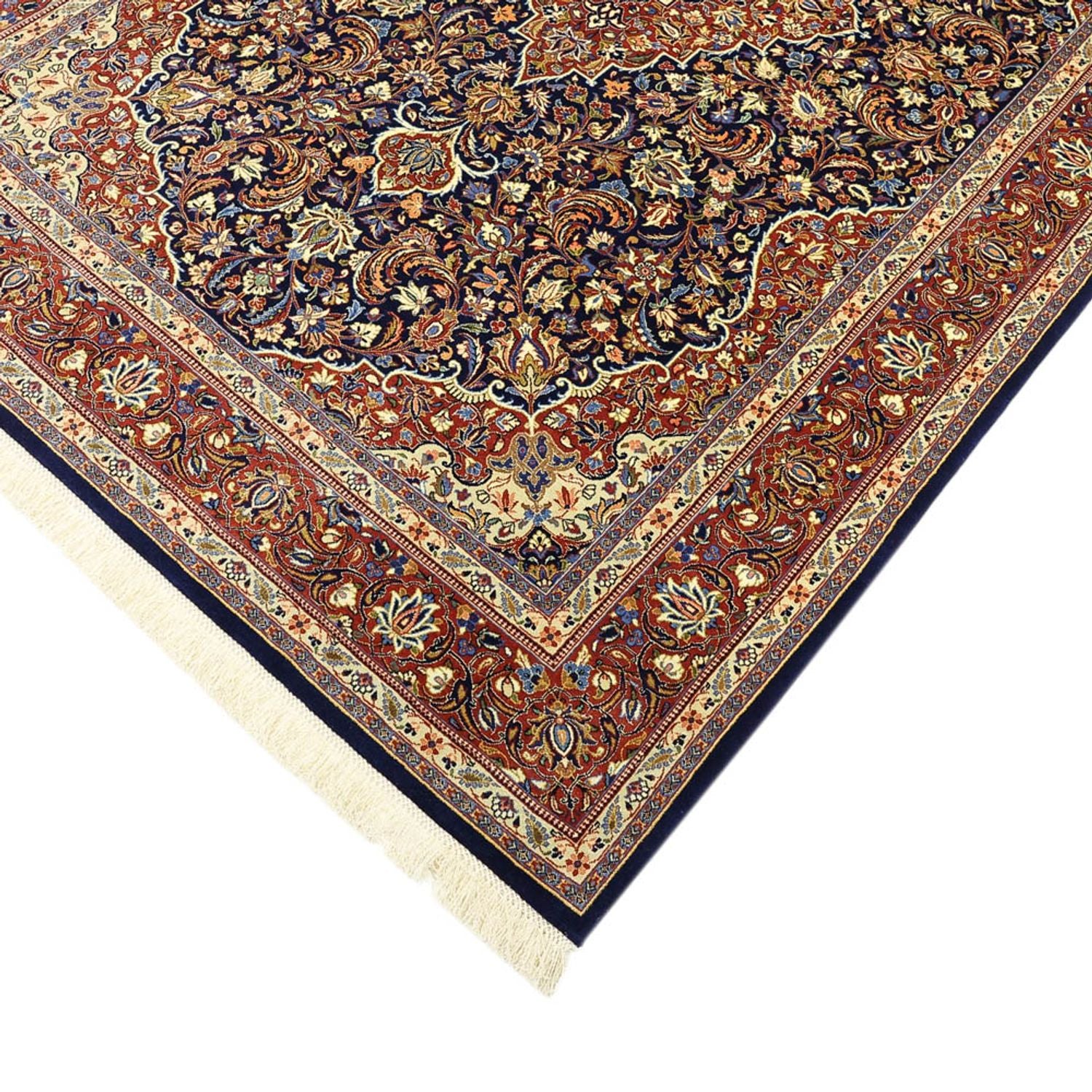 Tapis persan - Keshan - 203 x 132 cm - bleu foncé